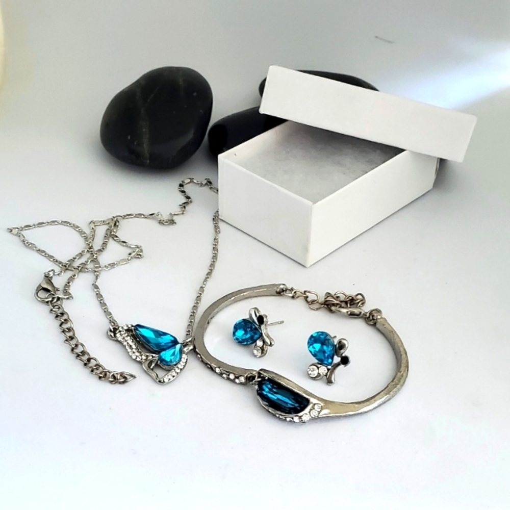 Silver Butterfly jewelry set